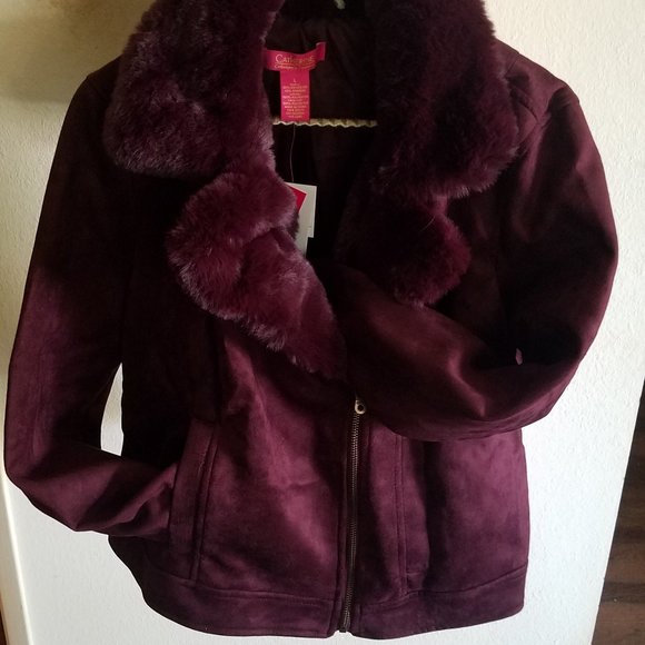 Beautiful faux suede and faux fur moto jacket - Picture 1 of 3